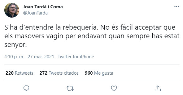 Tuit de Joan Tardà contra la pataleta de Junts / TWITTER