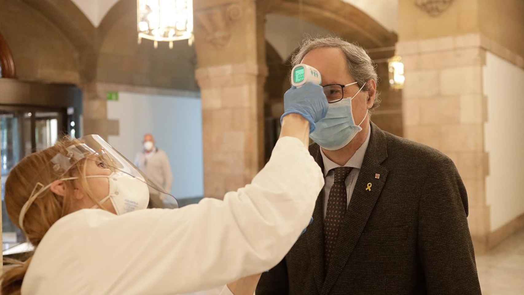 El presidente de la Generalitat, Quim torra, a su llegada al Parlament para participar en el pleno sobre presupuestos / PARLAMENT