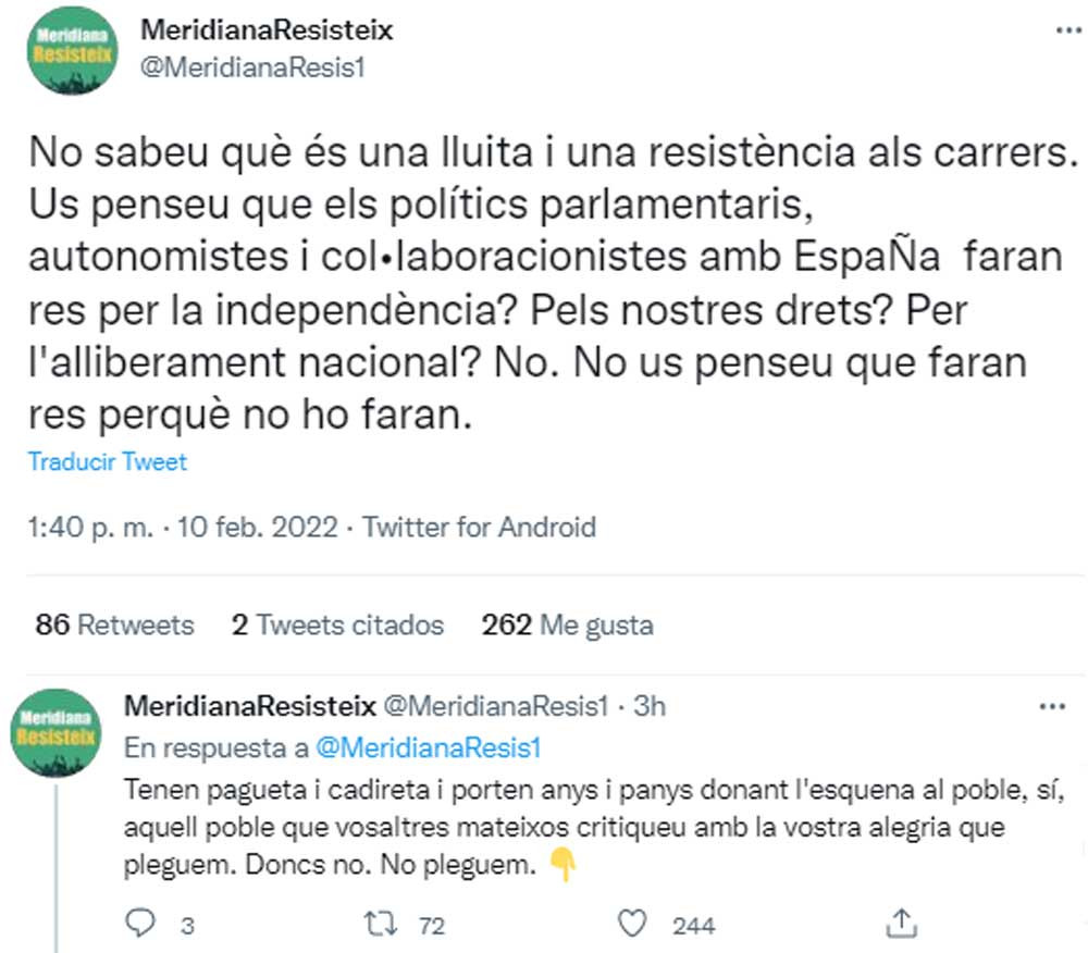 Parte del comunicado de Meridiana Resisteix