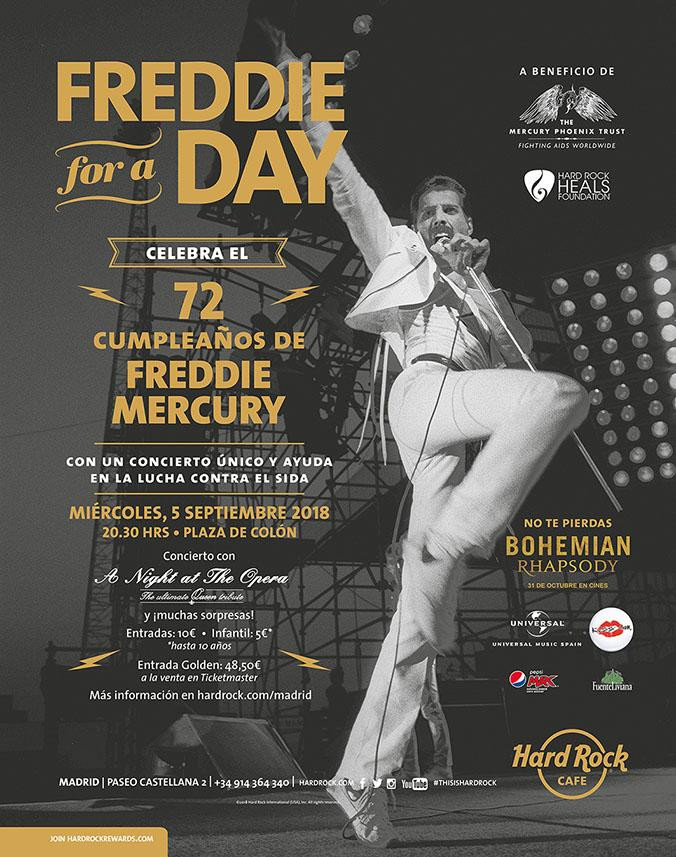 Cartel de 'Freddie for a day' / HARD ROCK CAFE