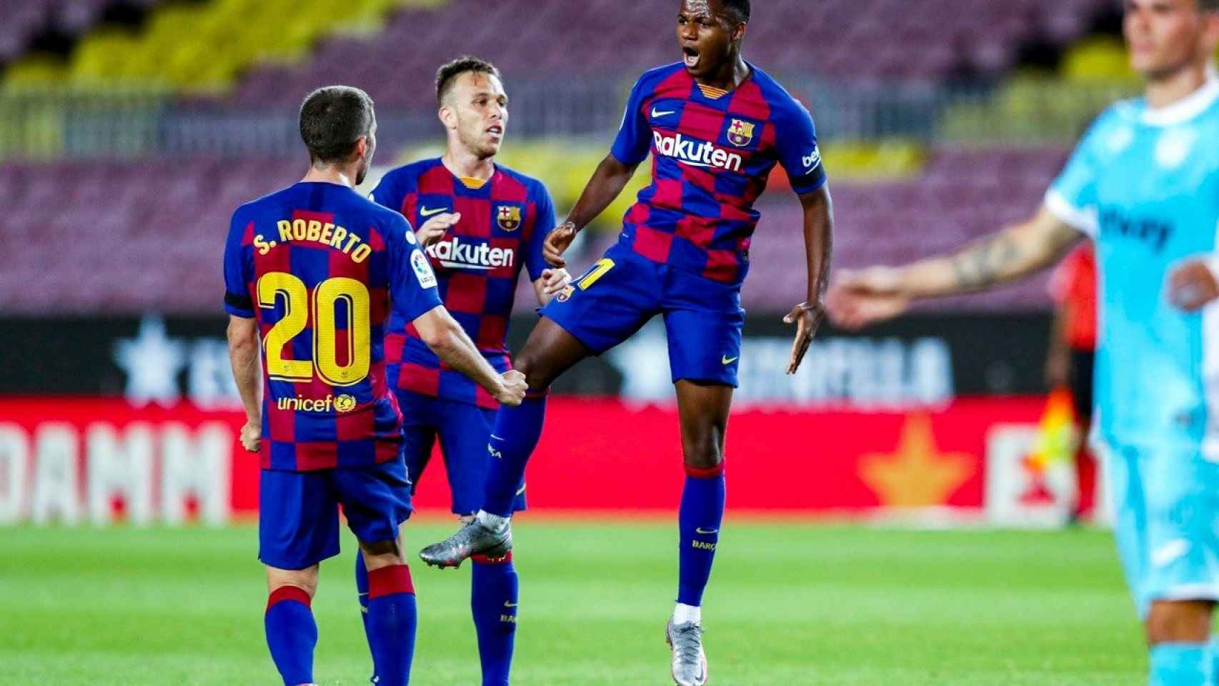 Ansu Fati celebrando el gol contra el Leganés / FCB