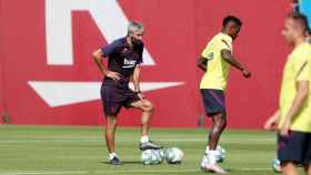 Quique Setién entrenando al Barça / FC Barcelona