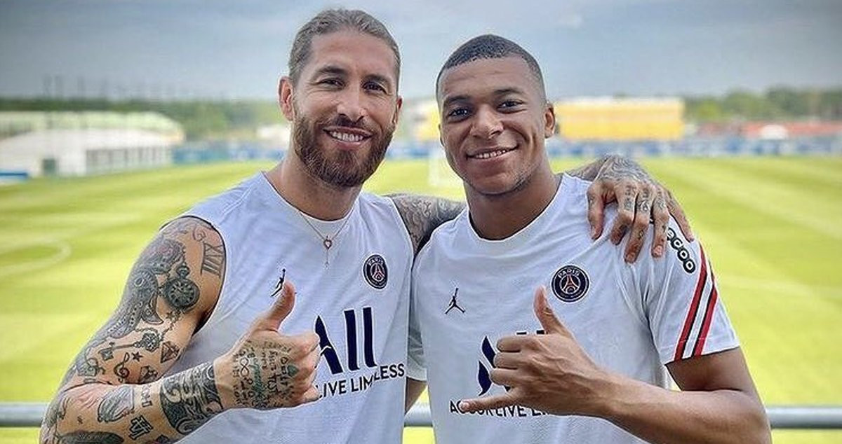 La imagen de Ramos y Mbappé en los entrenamientos del PSG / Redes