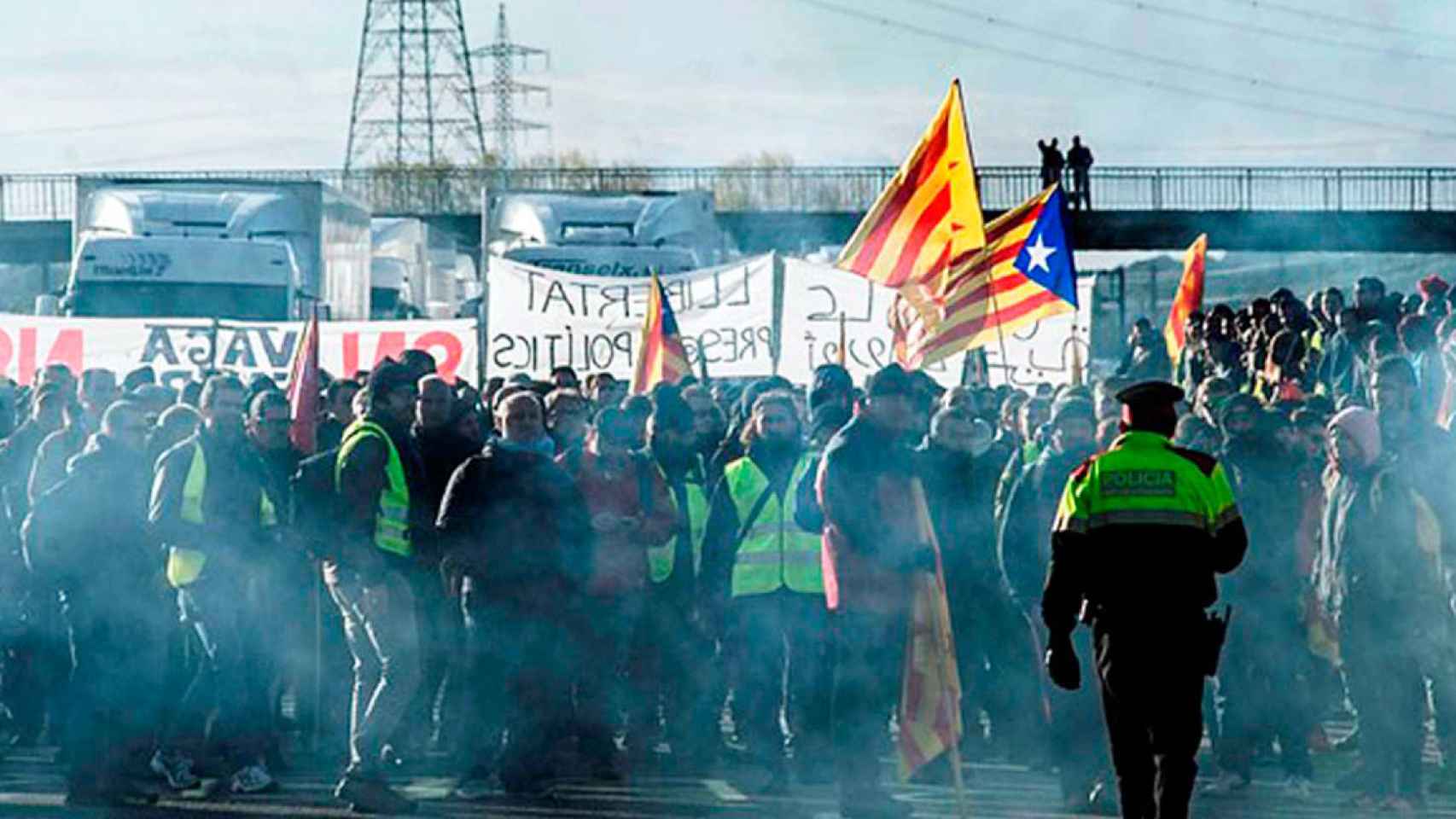 Imagen de un corte de carretera de la Intersindical / Cedida