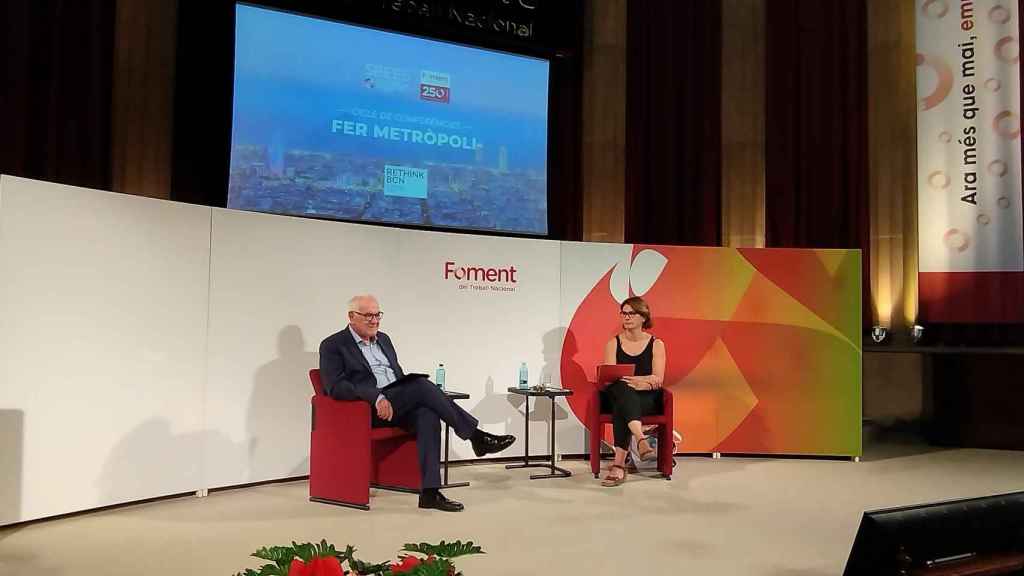 El líder de ERC en el Ayuntamiento de Barcelona, Ernest Maragall, durante la conferencia 'Una nueva manera de entender la ciudad y su metrópolis' organizada por ReThink BCN / EUROPA PRESS