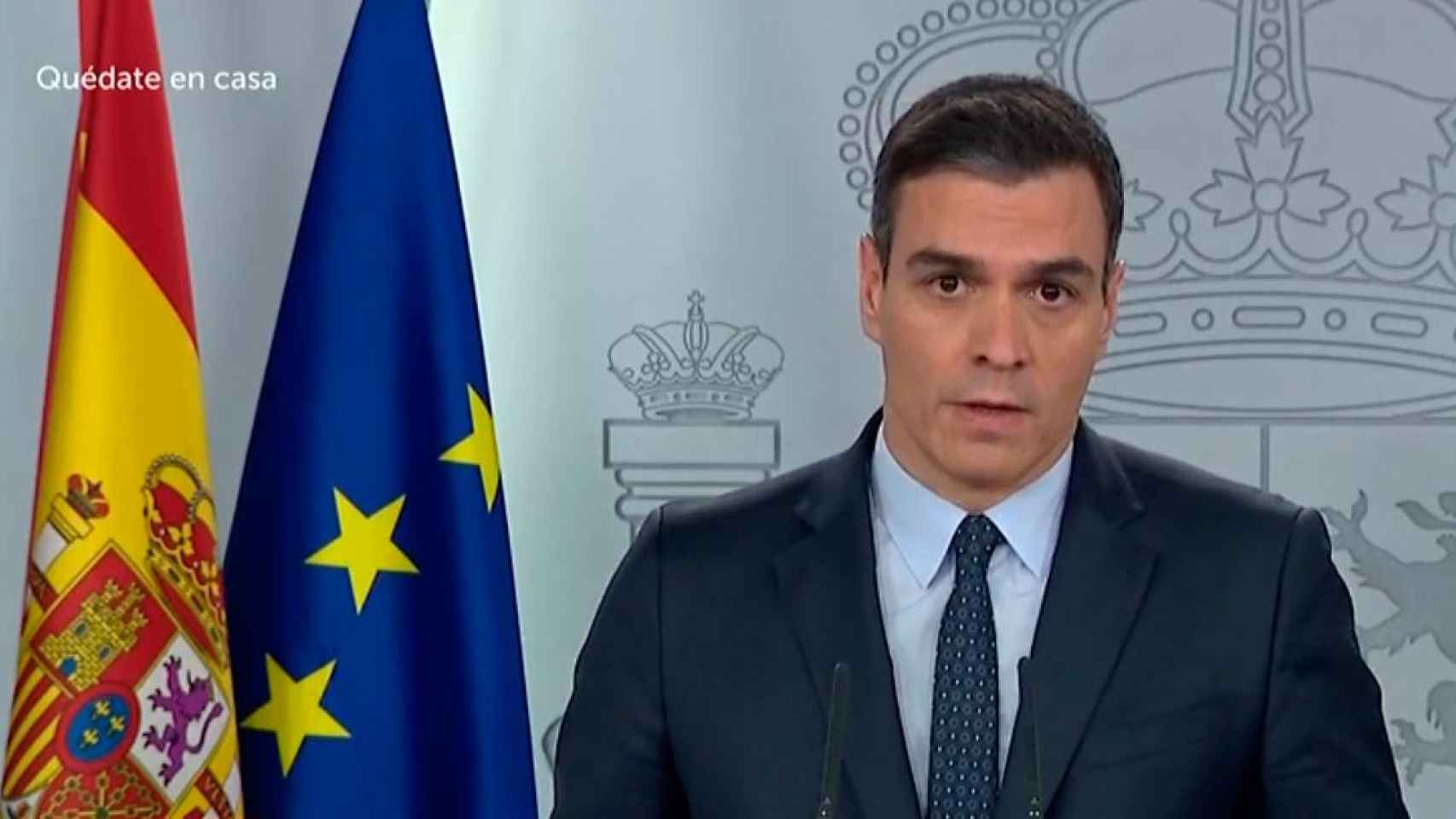 Pedro Sánchez, presidente del Gobierno, en rueda de prensa telemática