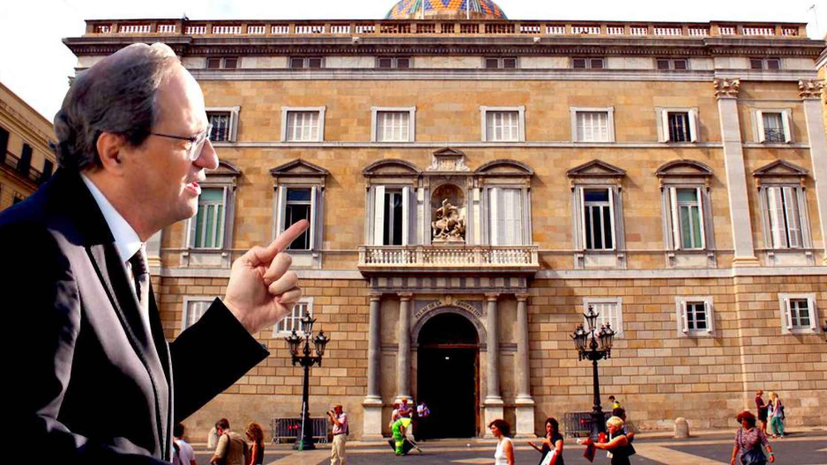 Quim Torra, ante el Palau de la Generalitat / FOTOMONTAJE DE CG