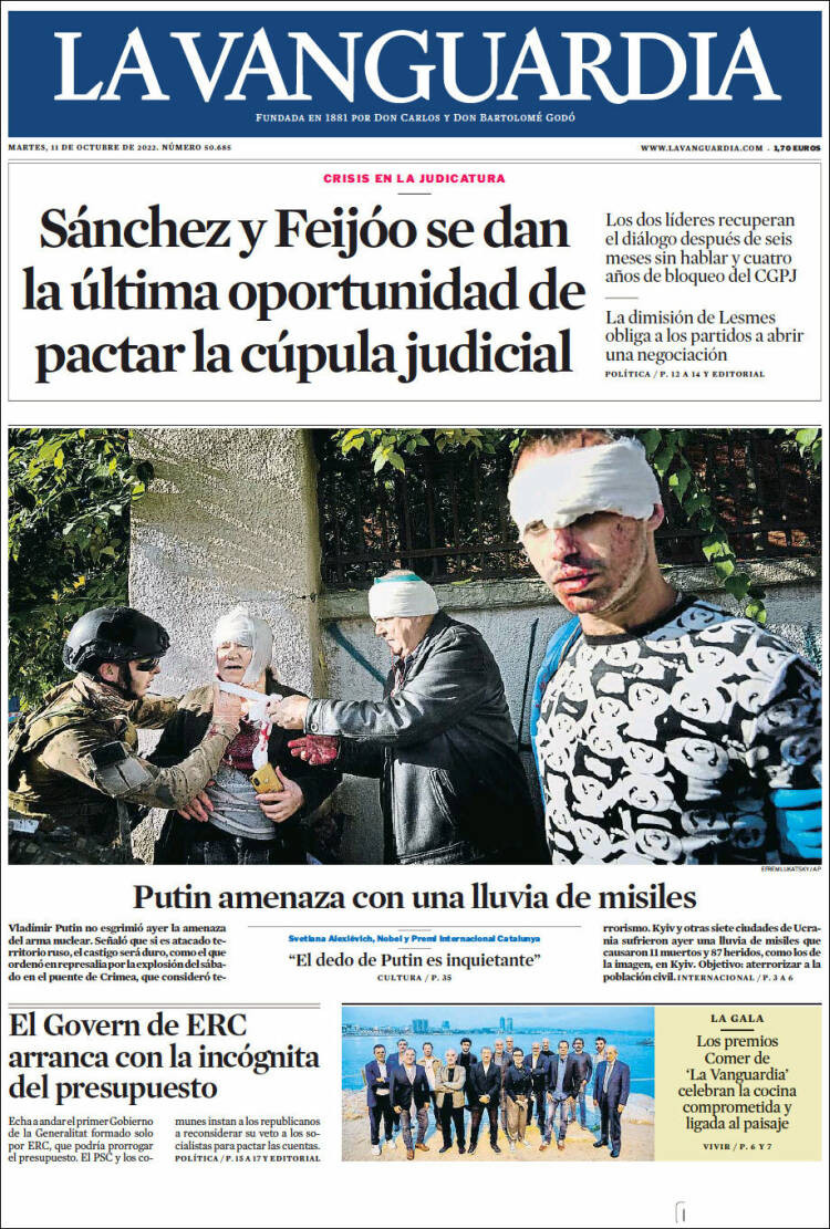 Portada de 'La Vanguardia' de 11 de octubre de 2022 / KIOSKO.NET