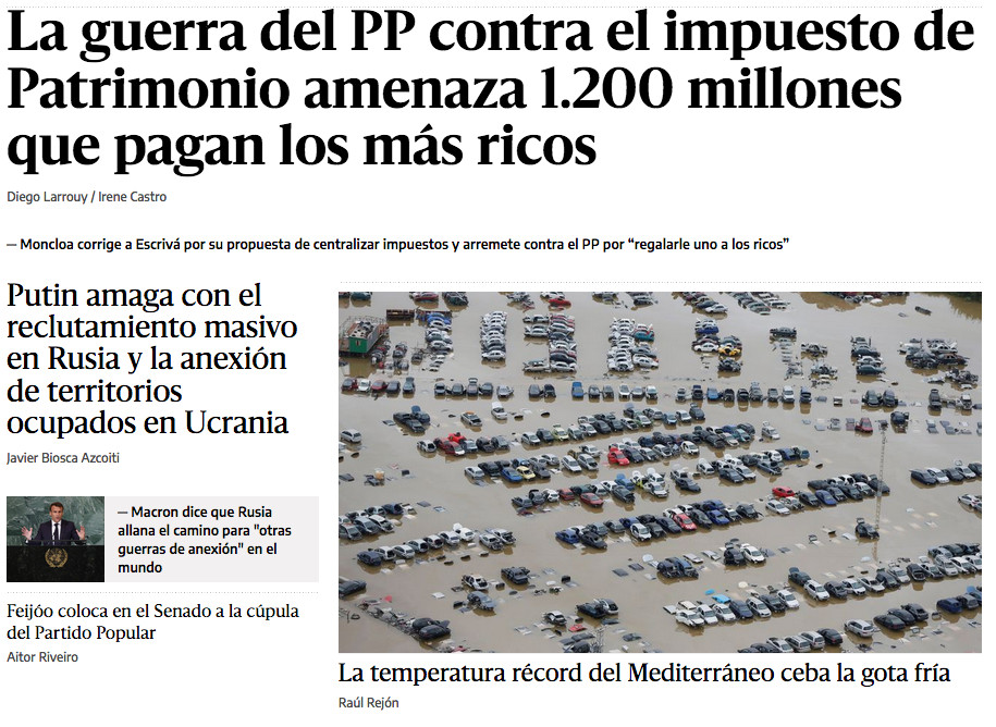 Portada de 'El Diario' de 21 de septiembre de 2022 