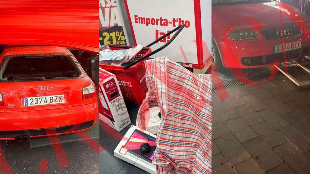 Tres imágenes del alunizaje en el MediaMarkt de Sabadell, en Barcelona / CG