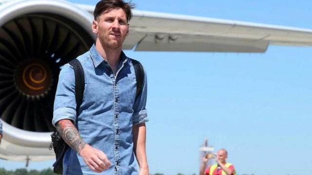 Leo Messi en su avión privado
