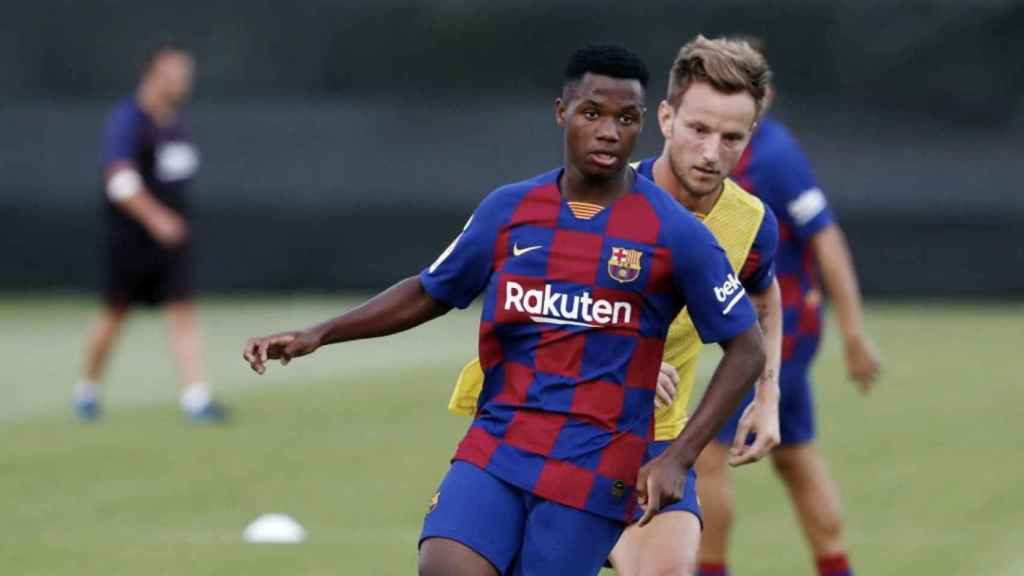 Una foto de Ansu Fati durante un entrenamiento del Barça / FCB