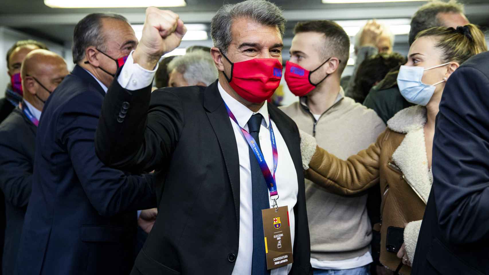 Joan Laporta celebra el triunfo en las elecciones / REDES