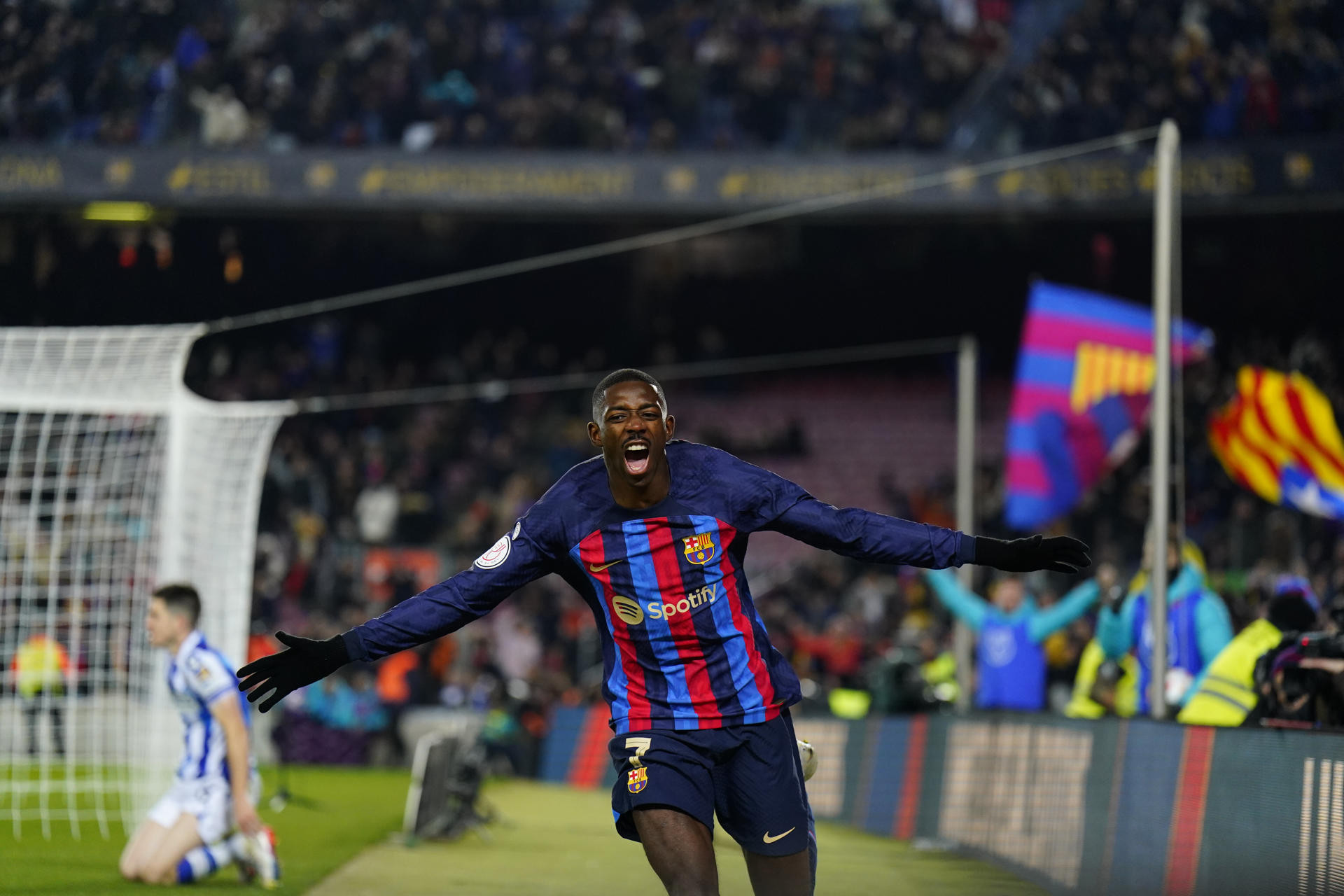 Dembelé celebra su gol ante la Real Sociedad / EFE