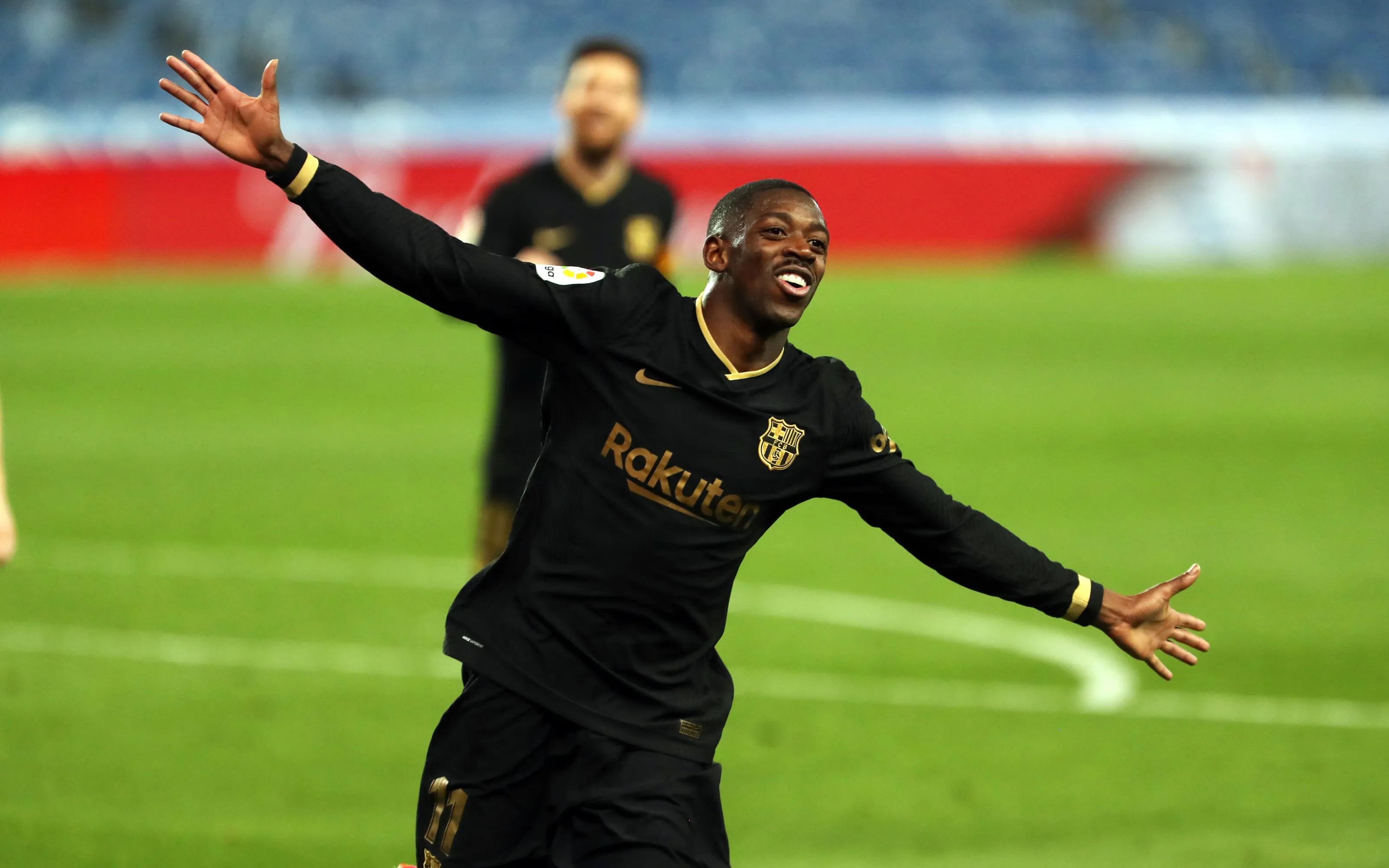 Dembelé celebrando su gol contra la Real Sociedad en Anoeta / FC Barcelona