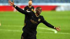 Dembelé celebrando su gol contra la Real Sociedad en Anoeta / FC Barcelona