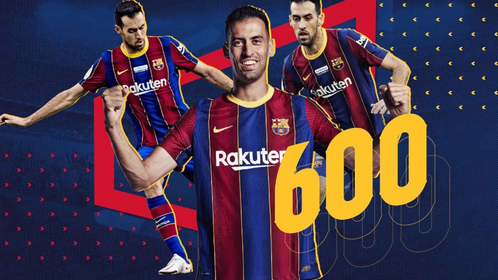 Sergio Busquets ha cumplido ante el Granada su partido con el Barça número 600 / FC BARCELONA