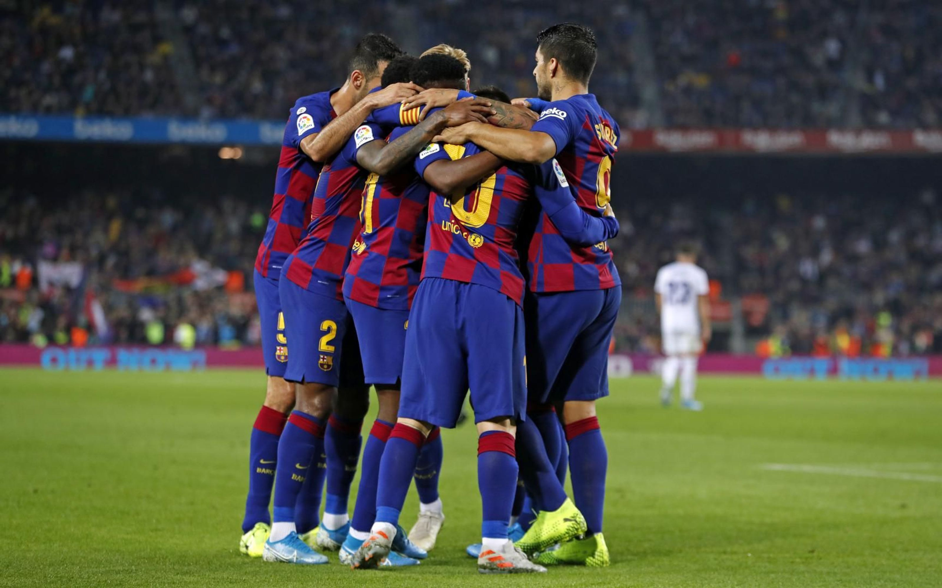 Los jugadores del Barça celebrando uno de los goles frente al Valladolid / FC Barcelona