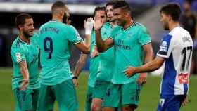 Los jugadores del Real Madrid celebran el gol ante el Espanyol / EFE