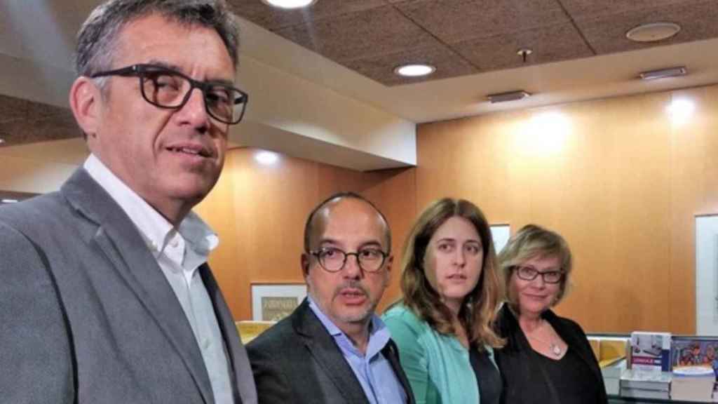 El 'exconseller' de CDC Lluís Recoder; el exdiputado del PDeCAT en el Congreso Carles Campuzano; la excoordinadora general del PDeCAT y senadora por JxCat Marta Pascal, y la exdiputada del PSC en el Congreso Esperança Esteve, que defienden el movimiento d