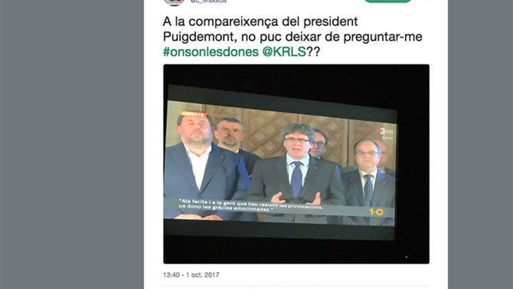 Imagen de la comparecencia de Carles Puigdemont / CG