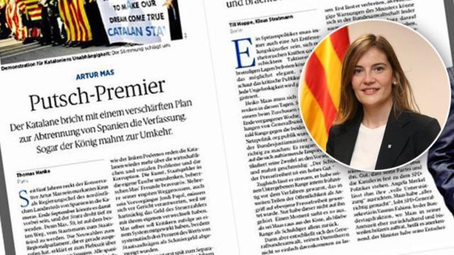 La prensa alemana tildó de golpista a Artur Mas; a la derecha, la exdelegada del Govern en Berlín, Mar Ortega