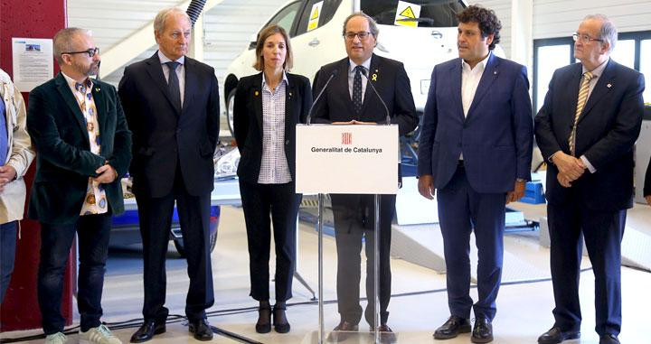 El presidente Quim Torra (c), junto a la consejera Àngels Chacón, el alcalde de Martorell y el presidente de Pimec / GENCAT