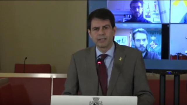 El alcalde de Igualada, Marc Castells, en una comparecencia telemática / CG