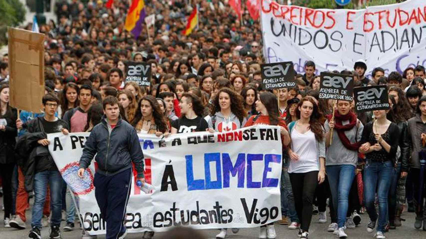 Manifestación en Madrid contra la ley de la reforma educativa promovida por el PP.