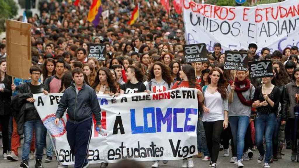 Manifestación en Madrid contra la ley de la reforma educativa promovida por el PP.