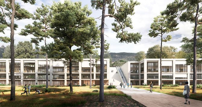 Vista del nuevo edificio del VHIR, en el Hospital Vall d'Hebron de Barcelona / CG