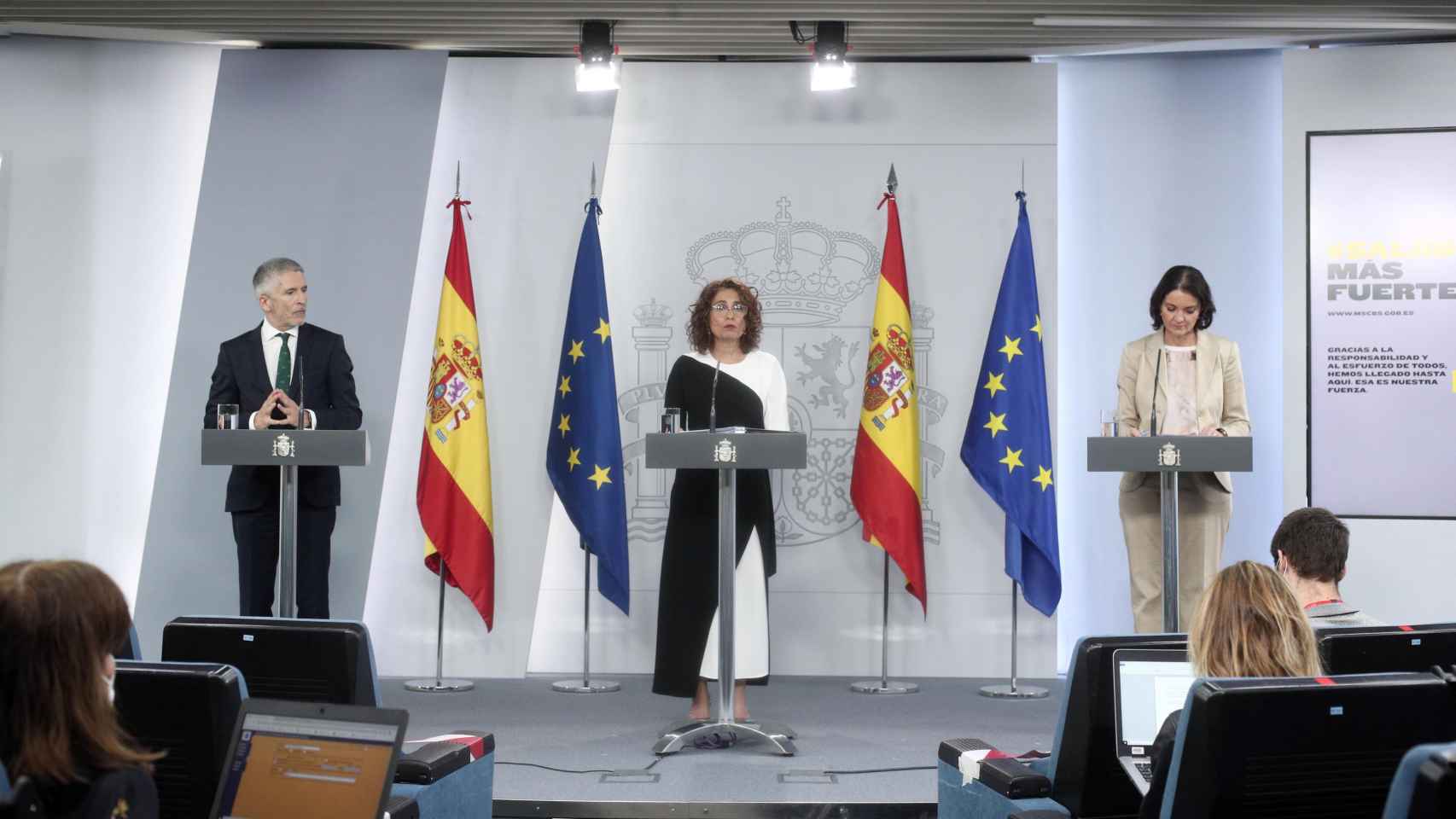 El ministro del Interior, Fernando Grande-Marlaska; Portavoz del Gobierno y ministra de Hacienda, María Jesús Montero; y la ministra de Industria, Comercio y Turismo, Reyes Maroto / EP