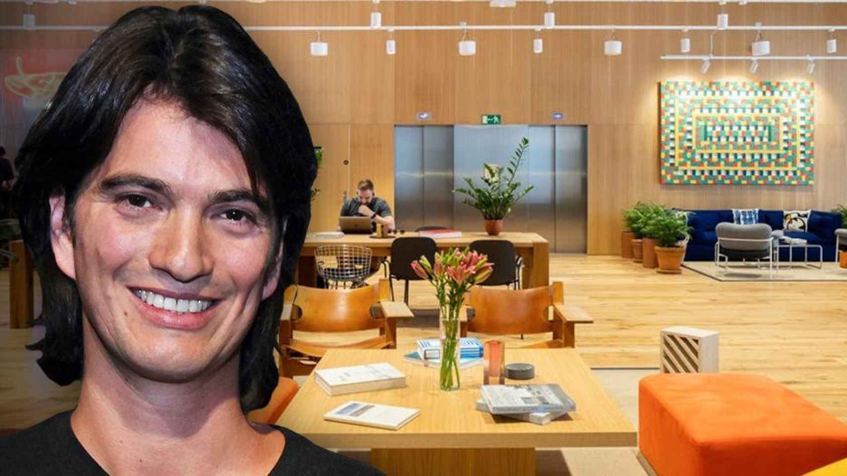 Adam Neumann, fundador de WeWork, en una de las oficinas de la multinacional en Barcelona