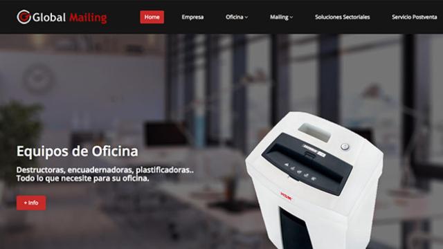 Pantallazo de la web de Global Mailing