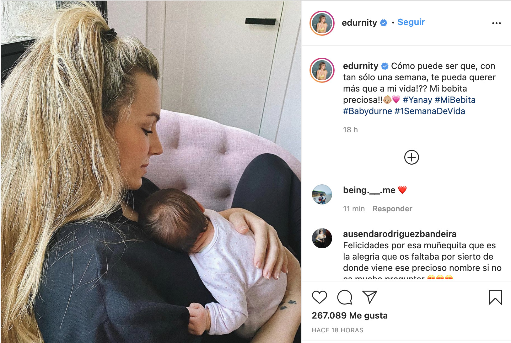 Edurne con su hija Yanay /INSTAGRAM