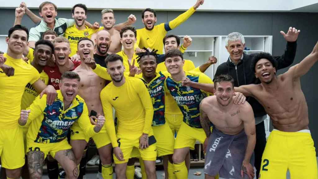 El vestuario del Villarreal celebra la victoria contra el Real Madrid / REDES