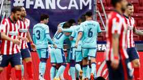 Los jugadores del Levante, celebrando un gol contra el Atlético | EFE