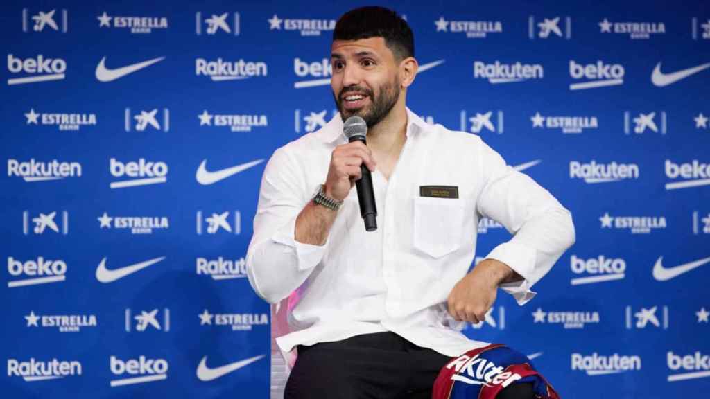 Agüero en su presentación como jugador del Barça / FC Barcelona