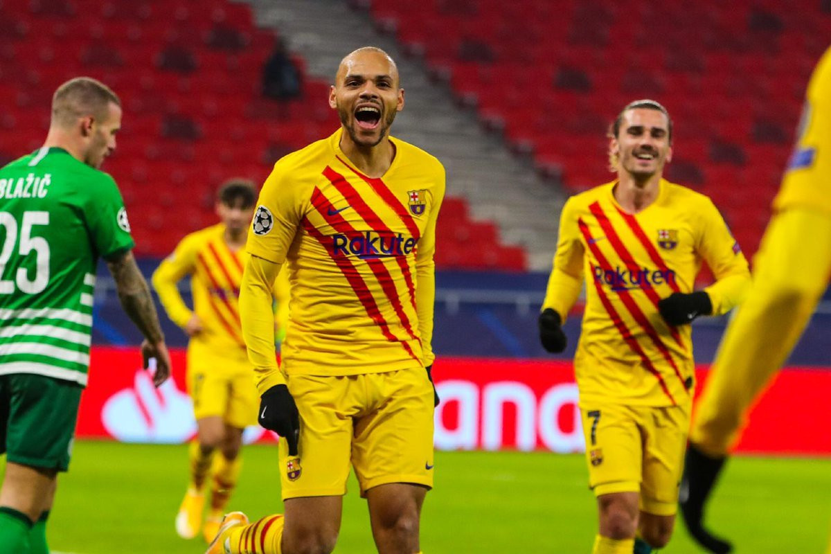 Braithwaite, celebrando su gol ante el Ferencvaros | FCB