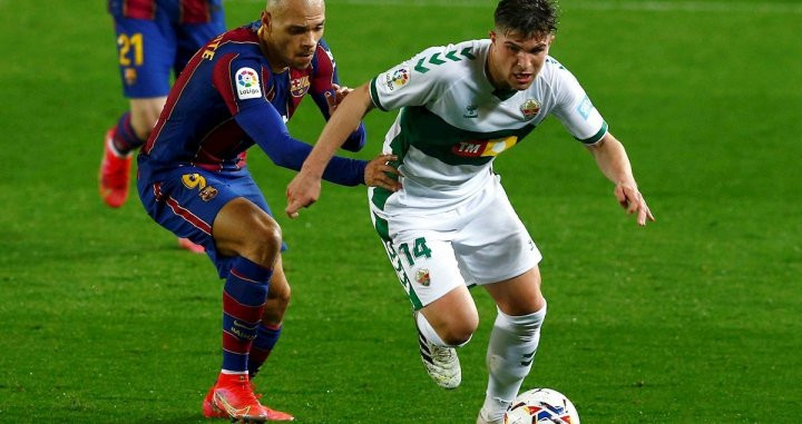 Braithwaite en un partido de La Liga contra el Elche / EFE