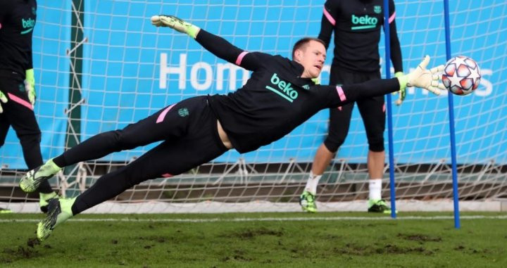 Ter Stegen en el entrenamiento previo del partido contra la Juventus / FC BARCELONA