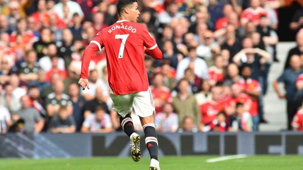 Cristiano Ronaldo celebra su primer gol tras volver al Manchester United / EFE