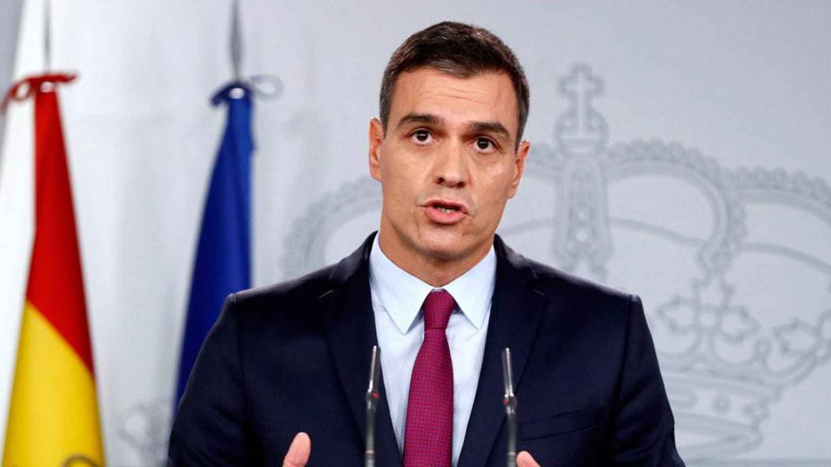 Pedro Sánchez ofrece una rueda de prensa en el Palacio de la Moncloa / EFE