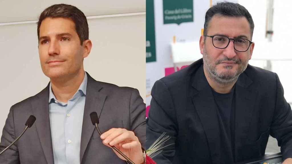 El diputado de Cs Nacho Martín Blanco (i) y el productor y presentador Toni Soler (d)