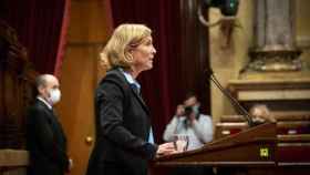 María García, diputada de Vox en el Parlamento catalán, durante una intervención / EP