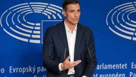 Pedro Sánchez, secretario general del PSOE, en Bruselas donde hoy ha sido recibido por el presidente del Parlamento Europeo, Antonio Tajani / EFE