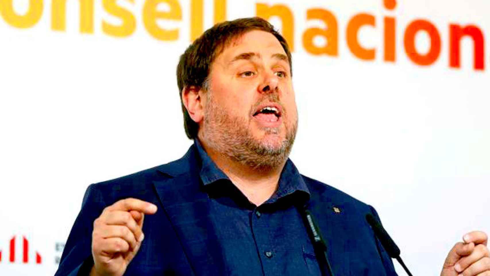 Oriol Junqueras, durante su intervención tras celebrarse la reunión del consejo nacional de ERC / EFE