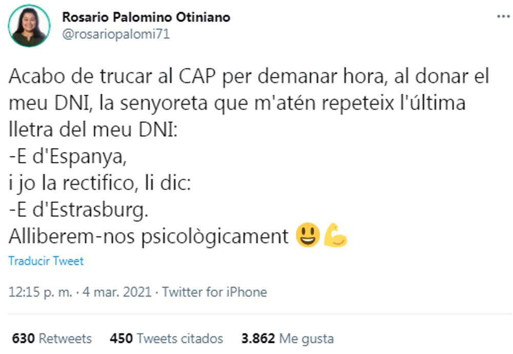 Rosario Palomino, quejándose del personal sanitario por decir la palabra España / TWITTER