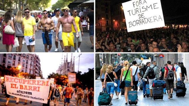 Varias escenas de turistas y protestas vecinales./ FOTOMONTAJE CG