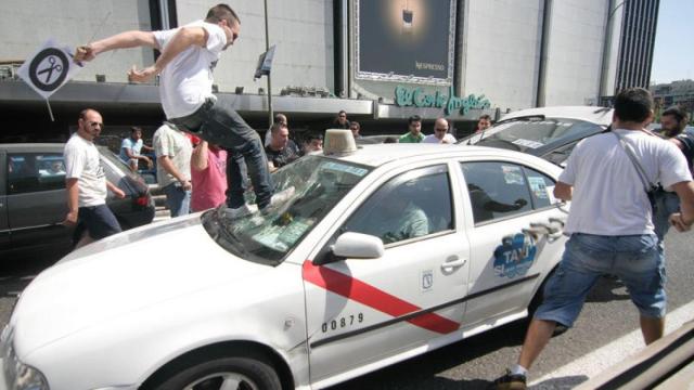 Los taxistas de Madrid ya protestaron el pasado 18 de febrero ante la CNMC.